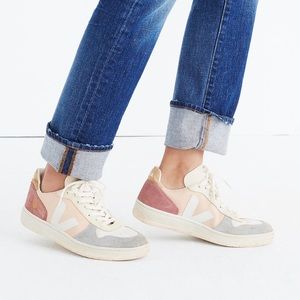 Veja V-10 Colorblock Leather Suede Mesh Alveomesh Sneakers Running Shoes Laces